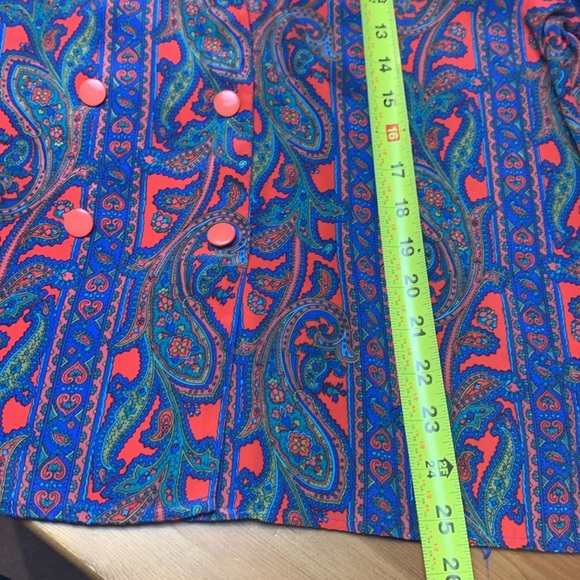 Elite Vintage Double Breasted Jacket / Top, Vibrant Paisley Colours Wrinkle Free - Picture 13 of 13